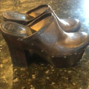 Frye Clogs.